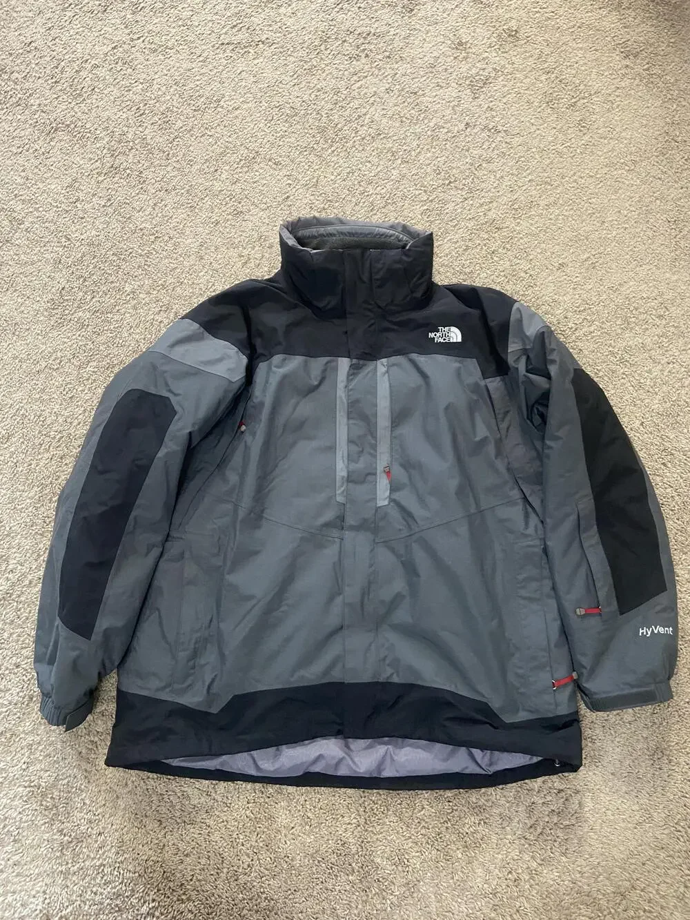 The North Face Jacket Mens 2XL Gray Black HyVent Ski Insulated Waterproof Winter